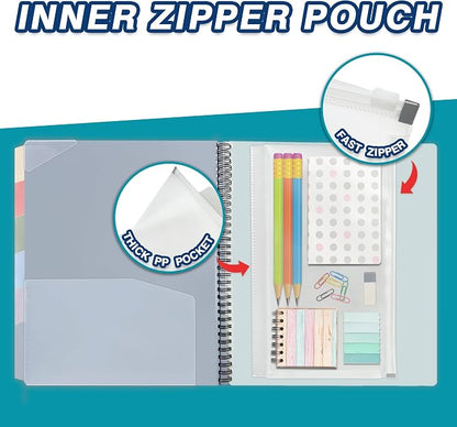 H4D 12 Pocket Morandi Color Spiral Multi Pocket Folder Poly Project Organizer - Image 7