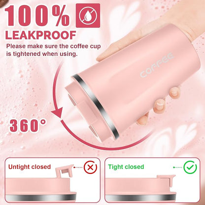 CS COSDDI 12 oz Stainless Steel Vacuum Insulated Tumbler - Coffee Travel Mug Spill Proof with Lid - Coffee Cups for Keep Hot/Ice Coffee,Tea and Beer - Image 2