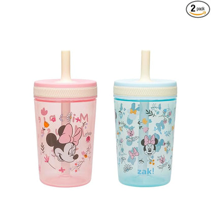 Zak Designs Disney Minnie Mouse Kelso Toddler Cups For Travel or At Home, 15oz 2-Pack Durable Plastic Sippy Cups With Leak-Proof Design is Perfect For Kids (Minnie Mouse) by ZakDesigns