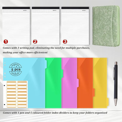 Leathario Portfolio Binder, Includes 10 Sheet Protectors and 3 Notepads - Image 2