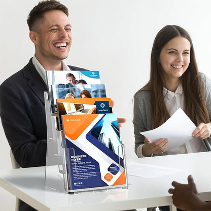 MaxGear 4 Tier Brochure Holder, 8.5 x 11, Removable Divider, 4 Pack | Clear - Image 9