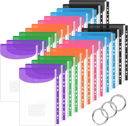 24 Pack Binder Folders with Pockets 11 Holes Expandable Dividers by Surcotto