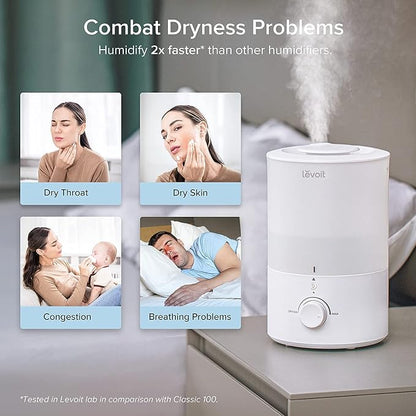 LEVOIT Humidifiers for Bedroom with Night Light(3L Water Tank)Cool Mist Top Fill Essential Oil Diffuser for Baby Nursery and Plants, 360° Nozzle, Quiet, Rapid Humidification for Home Large Room, White - Image 8