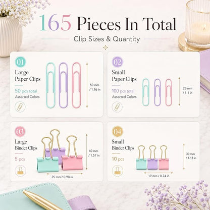 Pastel Paper Clips Binder Clips Set - Image 2