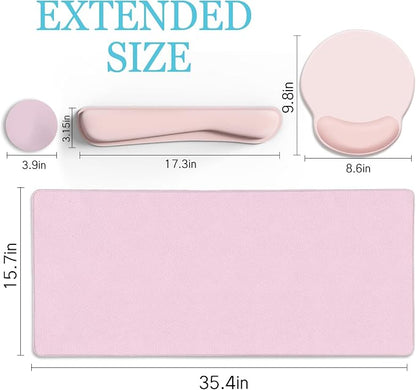 LIMKRIAN Pink Mouse Pad Set, Complete XXL Desk Mat - Image 4