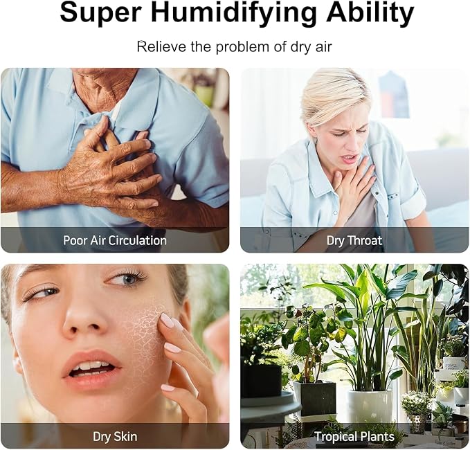 MEGAWISE 2025 Humidifier, 6L Large Capacity, 50H Runtime, Enjoy ultra-quiet, cool mist for your bedroom, nursery, or indoor plants. Top-fill design for effortless convenience (White) - Image 3