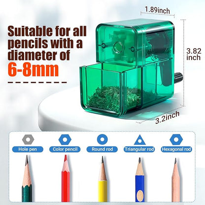 Manual Pencil Sharpener, Labor-Saving Hand Crank Automatic Pen Entry, - Image 2