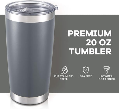 20 oz Tumbler with Lid Stainless Steel Insulated Tumblers Bulk Double Wall Vacuum Cups Powder Coated Travel Mug Keep Drinks Cold and Hot, Grey, 12 Pack - Image 2