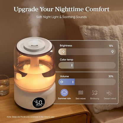 LEVOIT Smart Humidifiers for Bedroom, 4.2L Top Fill for Large Room with 42H Runtime, Dishwasher Safe Easy to Clean, 21dB Cool Mist for Baby, Plants, APP/Voice Control, Scene Mode With Light & Music - Image 4