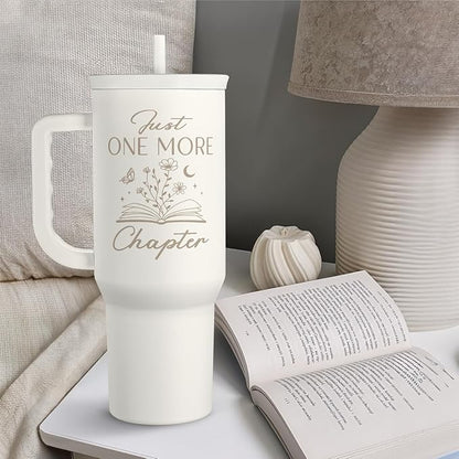Book Lover Gifts for Women, Just One More Chapter Tumbler with Handle, Stainless Steel Insulated Coffee Travel Mug Cup, Gifts for Women Girls Bookworm on Christmas Birthday, 40oz - Image 6