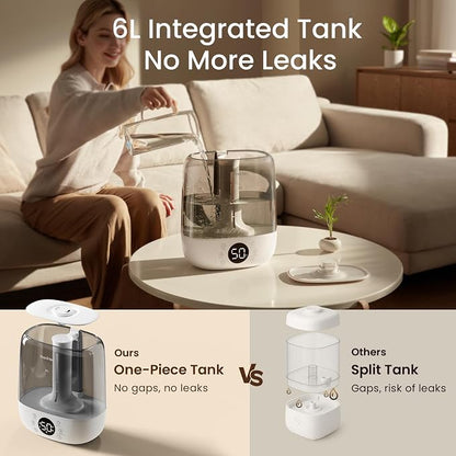 6L Self-Cleaning Humidifier for Large Room, CleanCare Warm & Cool Mist, No-Leak Design & Top Fill, 60 Hour Runtime, Quiet Ultrasonic Auto Mode with Remote Control for Bedroom & Home - Image 3