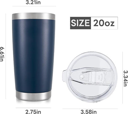 20 oz Tumbler with Lid Stainless Steel Double Wall Vacuum Insulated Tumblers Powder Coated Cups Travel Mug Keep Drinks Cold and Hot, Navy - Image 7