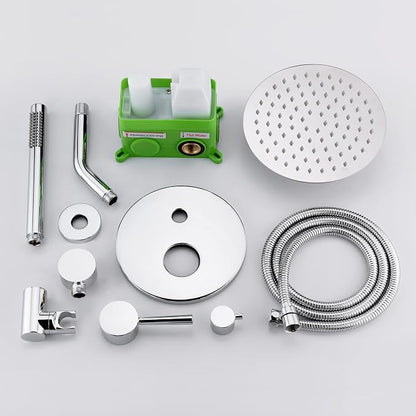 SUMERAIN Rain Shower System, Wall Mounted Bathroom Shower Faucet Set with 8" Shower Head and Brass Hand Shower, Rough in Valve Included - Image 6