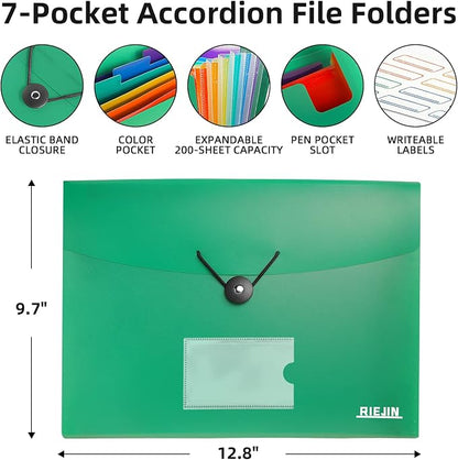 Accordian File Organizer 7 Pocket Expanding File Folder - Image 3
