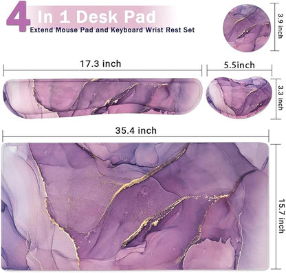 Large Keyboard Mouse Pad Set, Extended Mouse Pad+Keyboard Wrist Rest Support - Image 2