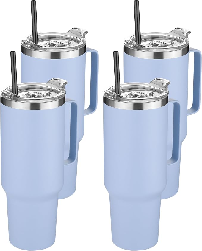 HASLE OUTFITTERS 40 oz Stainless Steel Tumbler with Handle, Vacuum Insulated Tumblers Bulk, Reusable Double Wall Travel Coffee Mug, Durable Powder Coated Water Bottle(Blue, 4) by HASLEOUTFITTERS