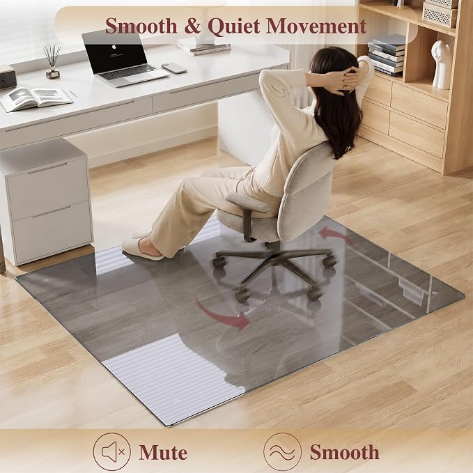 Tempered Glass Chair Mat, Round Corner and Polished Edge - Image 4