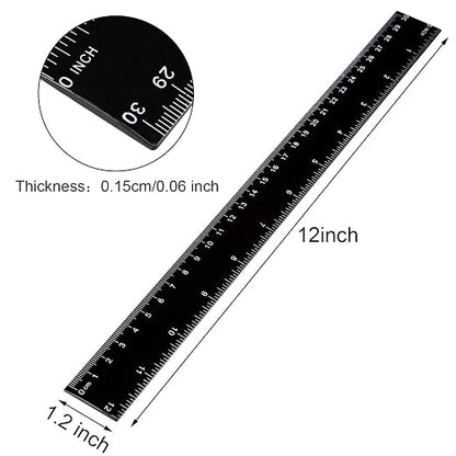EBOOT 50 Pack 12 Inch Plastic Ruler Bulk Black Ruler - Image 2
