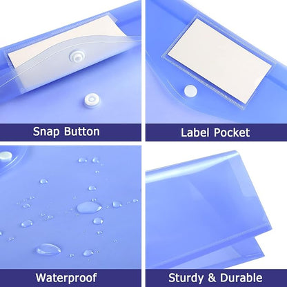 6 Pack Clear Document Folders Plastic Envelopes, A4 Size, 6 Colors | Poly - Image 4
