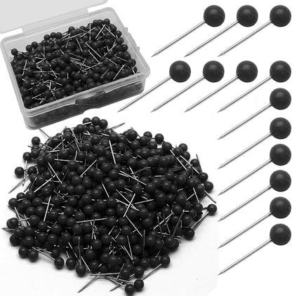 500Pcs Black Map Pins, 1/8 Inch Map Tacks, Round Ball Head Map Push Pins by Auvotuis