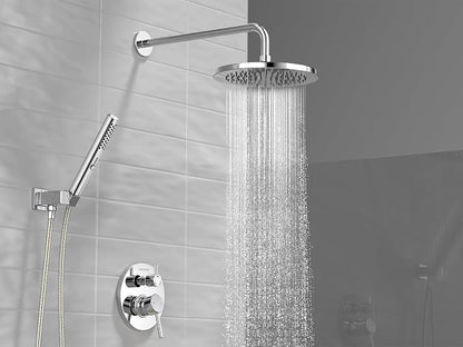 Lava Odoro Modern 2-Setting Round Rain Shower System with Handheld Spray, Chrome Rainfall Shower Faucet Set Rain Shower Head and Handle Set, Shower Valve Trim Kit,10 Inch, Chrome, SF104-C - Image 2