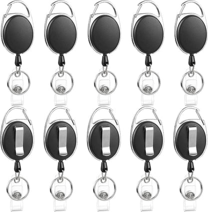 10 Pack Badge Reels Retractable ID Badge Holder by BESARME