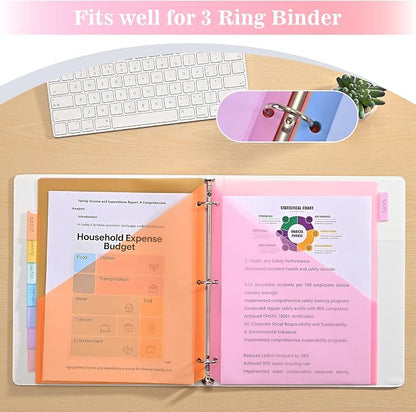 8-Tab Dividers for 3 Ring Binder, Subject Dividers, 3-Hole Plastics Sheets - Image 6