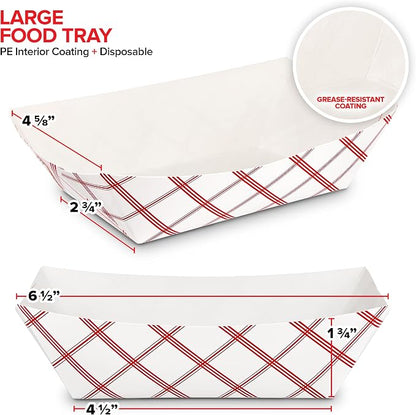 500 Pack 2 Lb Disposable Red & White Checkered Paper Trays, Eco Friendly - Image 3
