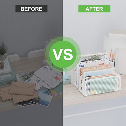 Mail Organizer Countertop, Metal File Holder - Image 4