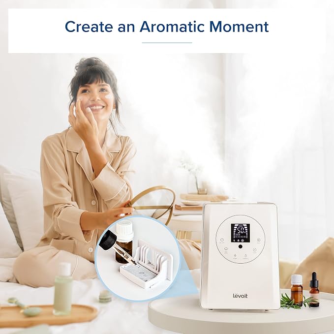 LEVOIT Humidifiers for Bedroom Large Room Home, 6L Warm and Cool Mist Ultrasonic Air Vaporizer for Plants and Whole House, Built-in Humidity Sensor, Essential Oil Diffuser, Whisper Quiet, Timer, White - Image 7
