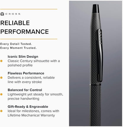 Cross Classic Century Slate Gray Engraved Diamond Pattern Ballpoint Pen - Image 4