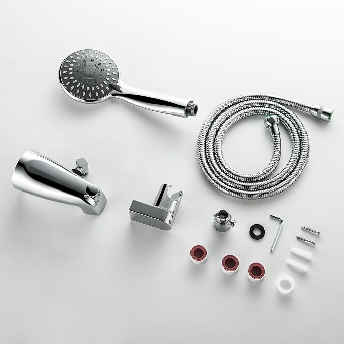 Chrome Tub Spout with Diverter, 5 Settings All Metal Bathtub Faucet with Spraye High Pressure Bath Tub Spout Faucet Set - Image 8
