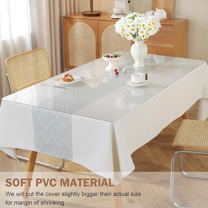 LovePads Clear Table Cover Protector, 54 x 84 Inch 2mm Thick Plastic Table Cover - Image 4