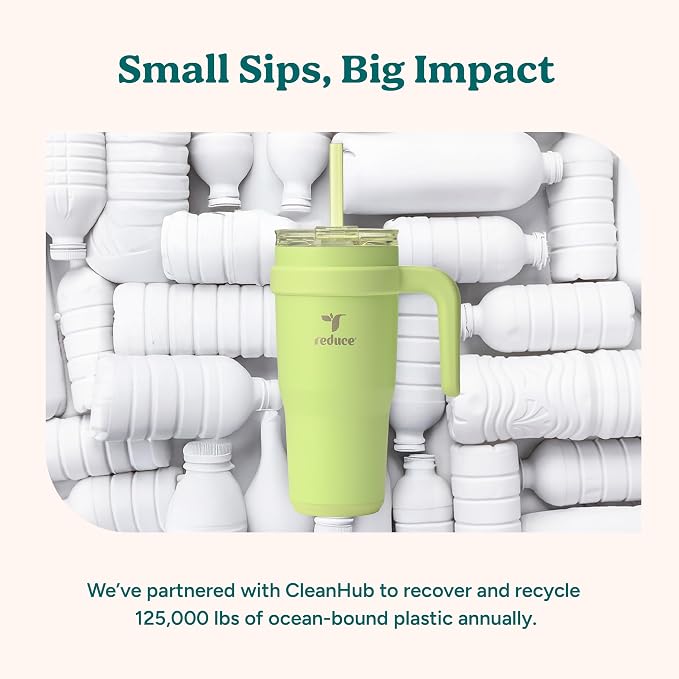 REDUCE 24 oz Stainless Steel Tumbler with Handle - Dual-Wall Vacuum Insulated Travel Mug, Sweat-Proof Lid & Reusable Straw - Keeps Drinks Cold for 24 Hrs, Fits Cupholders, Dishwasher Safe - Mojito - Image 8