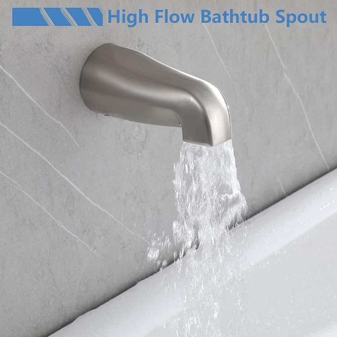 3 Handles Shower Faucet Set with Tub Spout Bathtub Shower Faucets Combo Set Shower System Complete Tub and Shower Trim Kit Shower Fixtures Brushed Nickel - Image 5