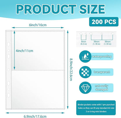 VOKOY 200 Pack Mini Sheet Protectors fit 4"x6"' Cards - Image 2