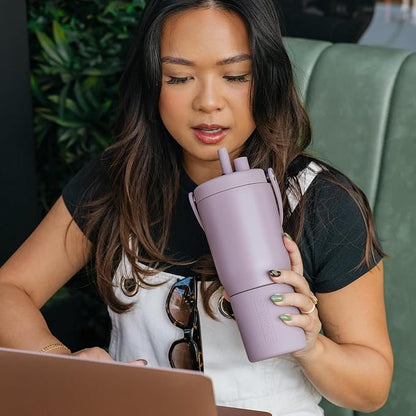 BrüMate Resa 25oz 100% Leakproof Travel Tumbler w/Handle & Straw | Flexible SoftSip Straw | Silicone Sleeve for Durability | Stainless Steel | Cup Holder & Travel Friendly Water Bottle (Violet Crush) - Image 6