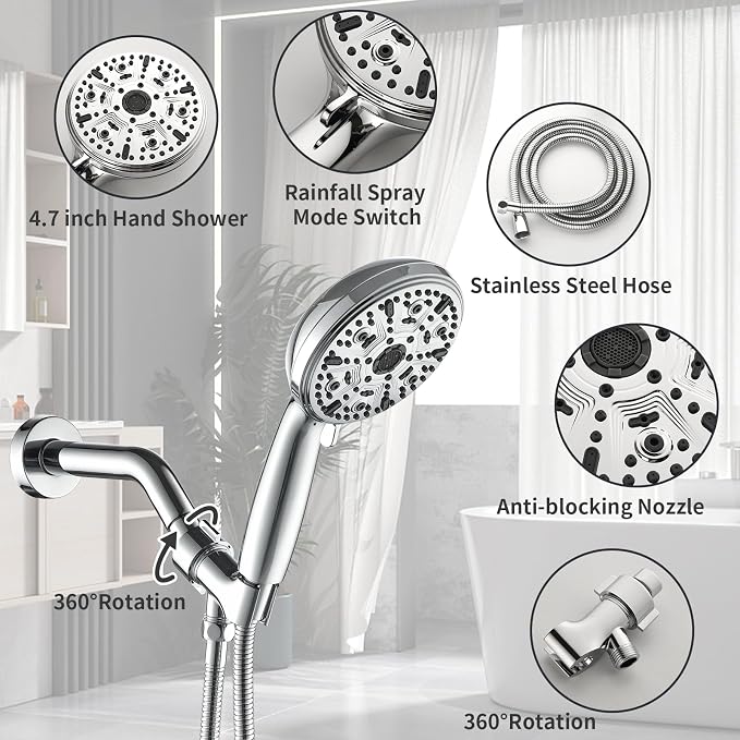 Single-Handle Shower Faucet Set Shower Kit with Valve Shower Trim Kit with 10 Spray Handheld Shower Head System Shower Valve and Trim Kit Chrome Shower Fixtures - 88065CP - Image 4