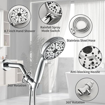 Single-Handle Shower Faucet Set Shower Kit with Valve Shower Trim Kit with 10 Spray Handheld Shower Head System Shower Valve and Trim Kit Chrome Shower Fixtures - 88065CP - Image 4
