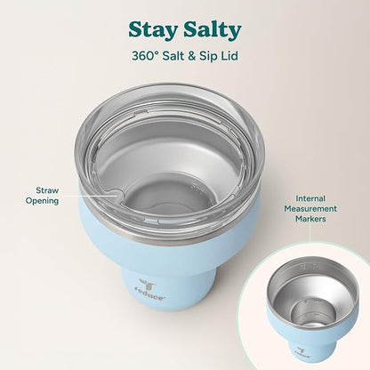 REDUCE Saltini 16 oz Cocktail Tumbler - Insulated Margarita Tumbler with Lid - Keeps Drinks Cold for 10 Hours - 360 Sippable Martini Glass Alternative - Shatterproof, Perfect for Parties - Cloud Blue - Image 5