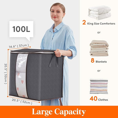 Lifewit 3 Pack 100L Clothes Storage Bins - Image 2