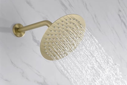 SUMERAIN Shower System with Tub Spout and Handheld Shower, Brass Rain Shower Tub Set with 8 Inches Shower Head and Rough in Valve Brushed Gold - Image 5