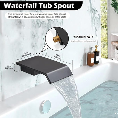 Midanya Rain Shower System with Tub Spout,Tub Shower Faucet Set with rainfall Shower Head and Handheld Spray,Wall Mount Tub Shower Combo Rough-in Valve Included,10 Inch Matte Black - Image 5