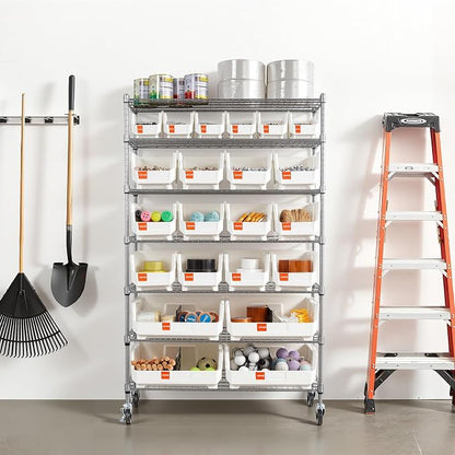 VEVOR 7-Tier Rolling Bin Storage Rack, 22 Organizer Bins, Bin Rack Storage - Image 2