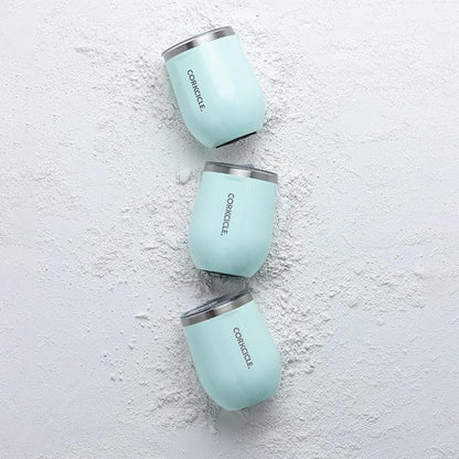 Corkcicle Stemless Wine Tumbler - Keeps Drinks Cold for 6 Hours - Triple-Insulated Stainless Steel - Non-Slip Base - Summer Drinkware Gift - Keeps Drinks Ice Cold - 12 oz - Gloss Powder Blue - Image 9