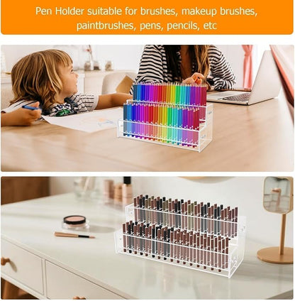 96-Slots Acrylic Pen Holder, 2-Tier Pen Display Stand - Image 6