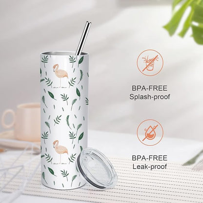 AGH 10 Pack 20 OZ Sublimation Tumblers Blank, Straight Skinny Tumbler with Metal Straw, Stainless Steel Double Layer Insulated Mug, Individually Box, Travel Tumblers - Image 3