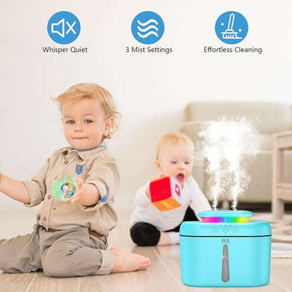 SZO Humidifiers for Bedroom, 2.5L Capacity, Auto Shut-Off, Easy to Fill & Clean, 16 dB Quiet Ultrasonic Humidifier for Large Room, Plants, Baby Nursery, Indoor, Night Light(Blue) - Image 2