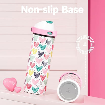 24 oz Valentine's Day Water Bottle: Meoky Stainless Steel Water Bottle with Straw and Spout Lid - Leak Proof, Cold for 24 Hours, Fits in Car Cup Holder, Valentines Day Gifts for Him Men Husband, Heart - Image 7