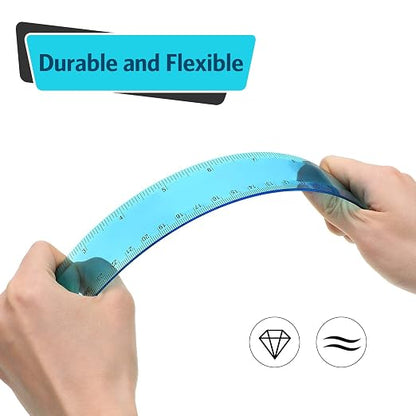 EBOOT 20 Pack Plastic Ruler 12 Inch Straight Flexible Ruler - Image 4